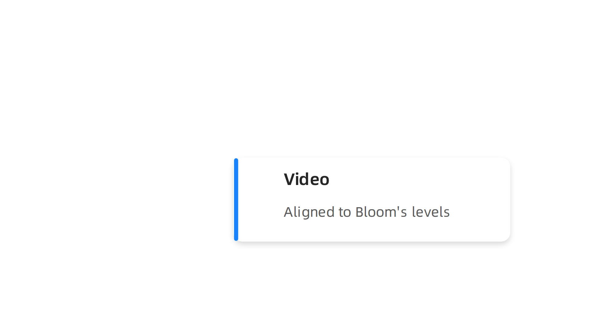 A visual guide showing how specific Thinkific lesson types (video, text, assignment, forum, peer review, project upload) align with each level of Bloom's Taxonomy.