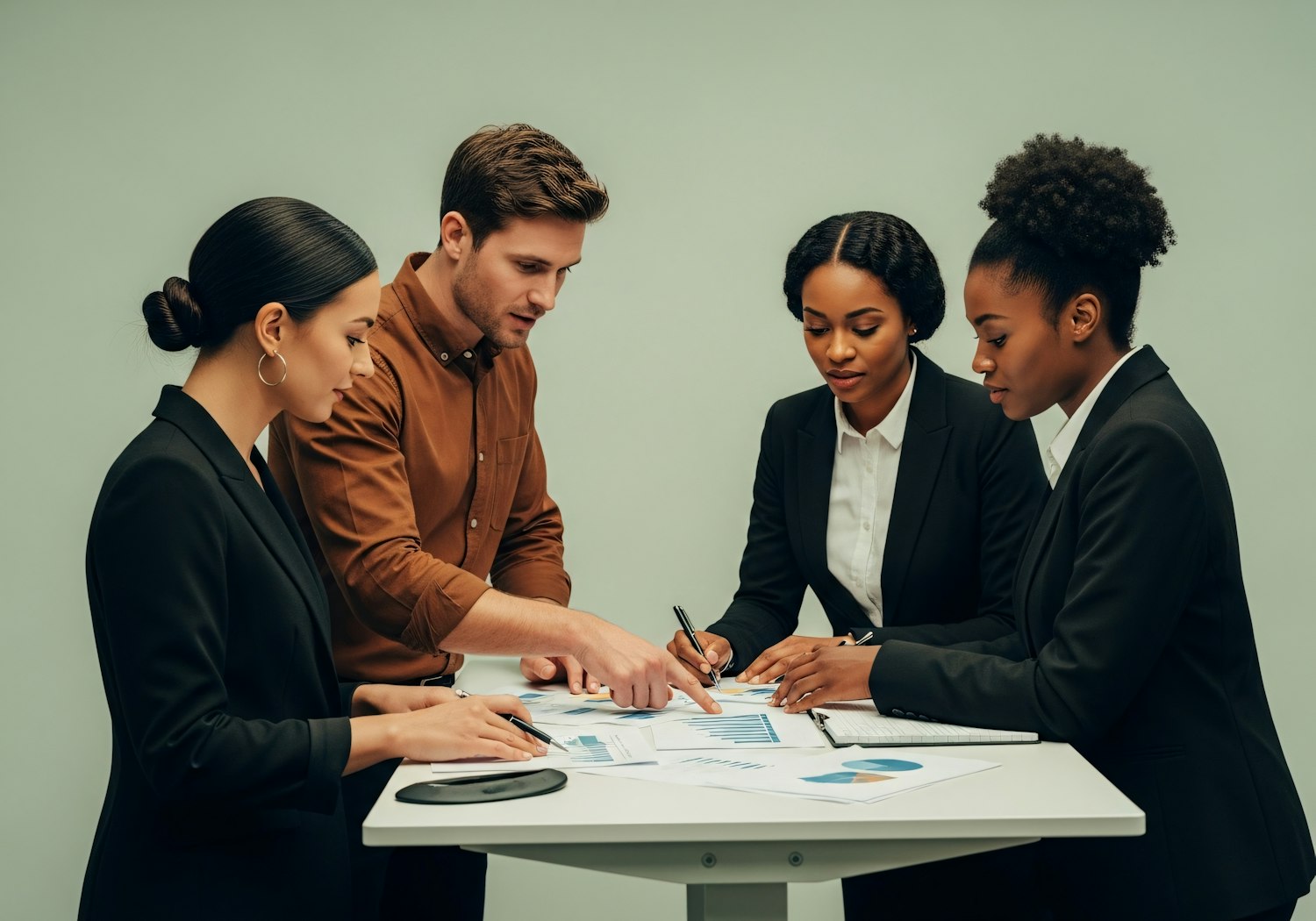 Professionals analyzing financial reports, reflecting the intense scrutiny on corporate learning budgets.