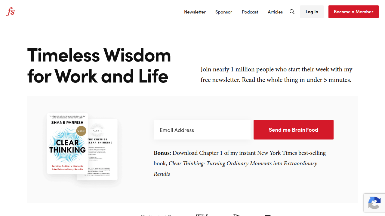 A screenshot of the Farnam Street blog, known for insights on mental models and decision-making.