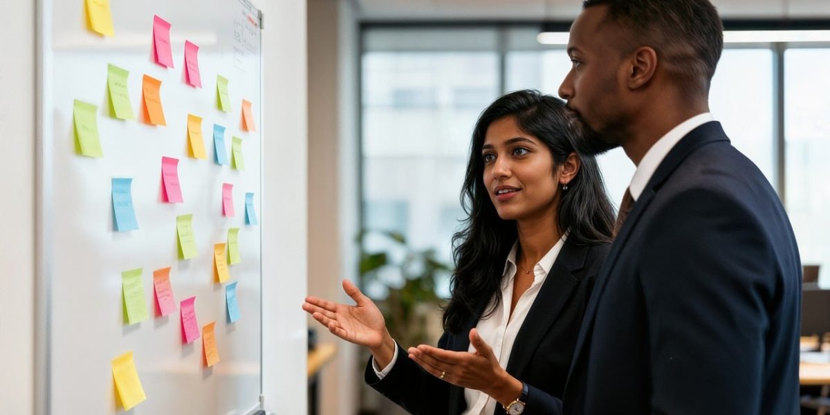 A mastermind group uses collective intelligence and diverse perspectives to foster innovation and problem-solving.