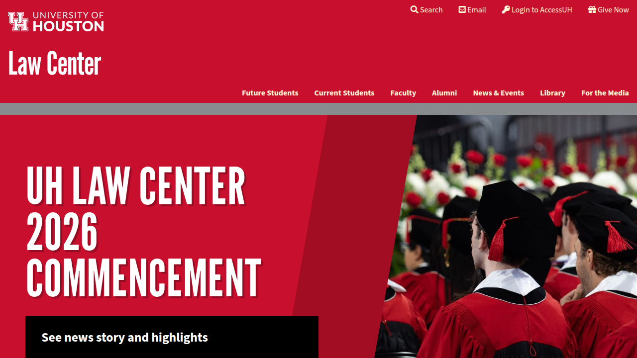 The homepage of the University of Houston Law Center, associated with a foundational text on critical thinking.