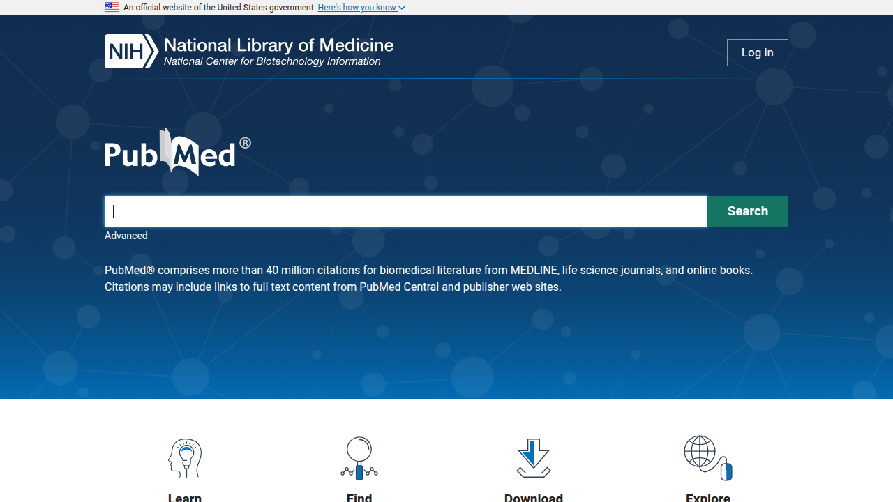 Screenshot of the PubMed website, a reliable source for biomedical literature and safety research.