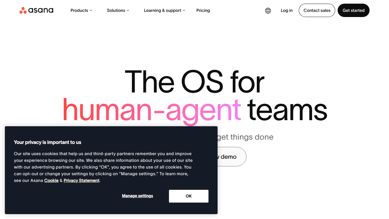 The homepage of Asana, a project management tool, linking to resources on critical thinking skills.