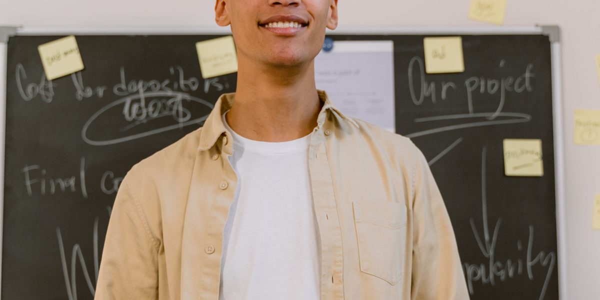 A person confidently demonstrating newly acquired skills and achieving career success.