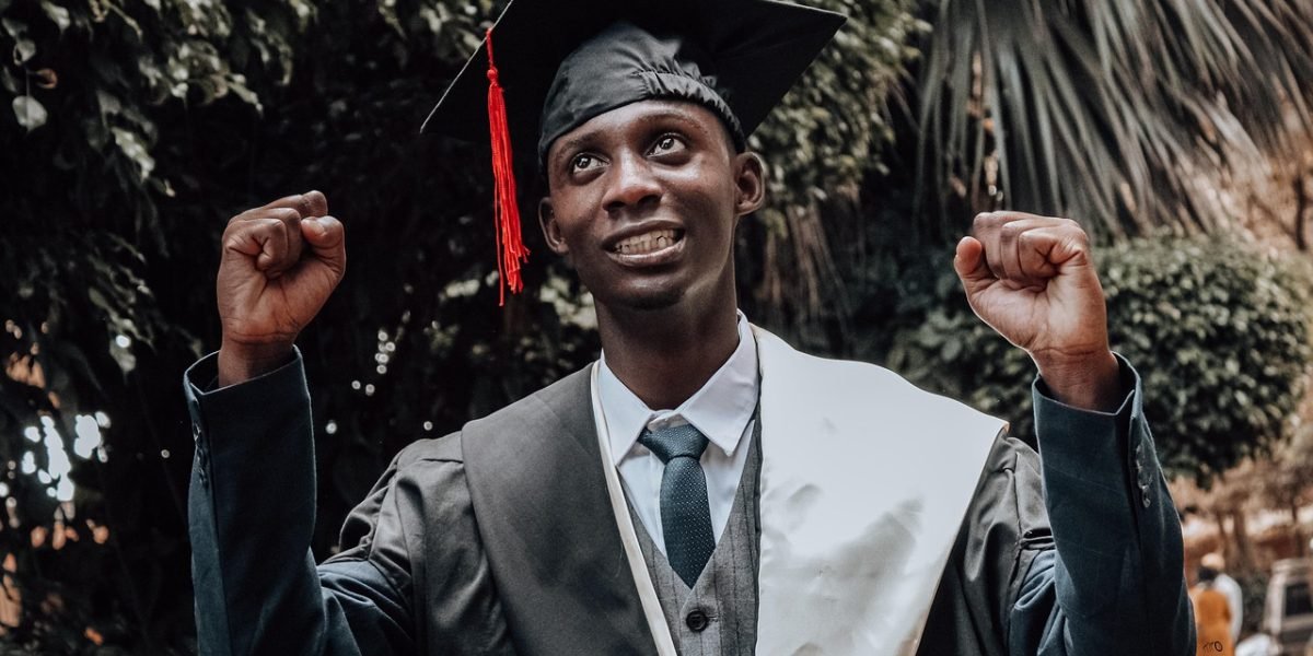 A student celebrating their academic achievements, looking forward to college or career opportunities.